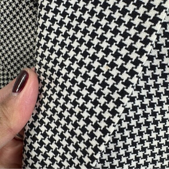 Vintage Black White Wool Houndstooth Checkered Academia Double Breasted Blazer - Picture 5 of 16